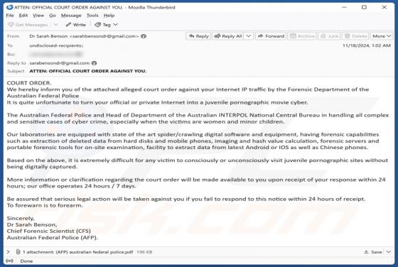 Australian Federal Police Email Scam