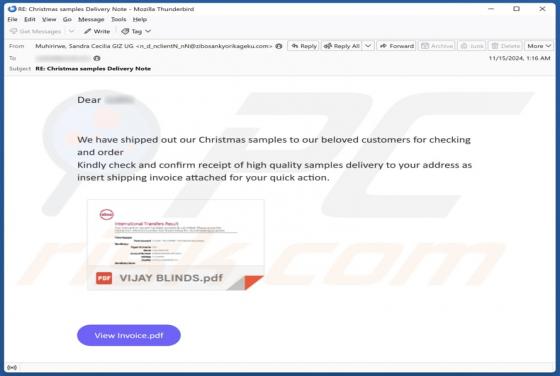 Christmas Sample Email Scam
