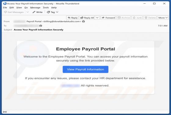 Employee Payroll Portal Email Scam