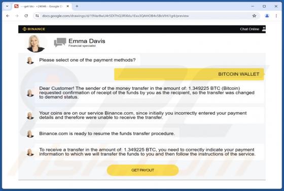Binance Bitcoin Payout Scam