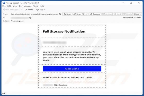 Full Storage Notification Email Scam