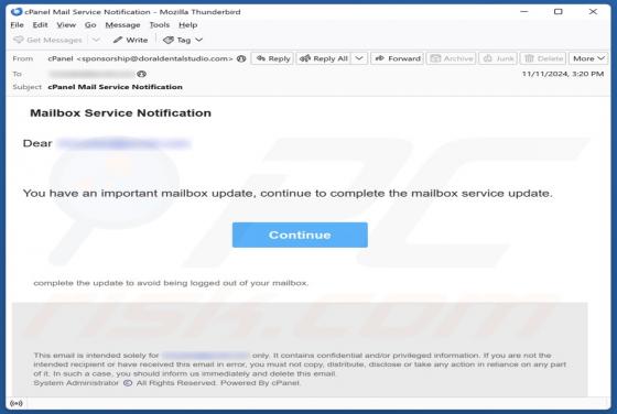 Mailbox Service Notification Email Scam
