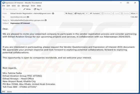 Etihad Email Scam
