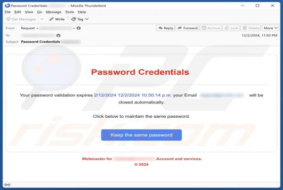 Password Credentials Email Scam