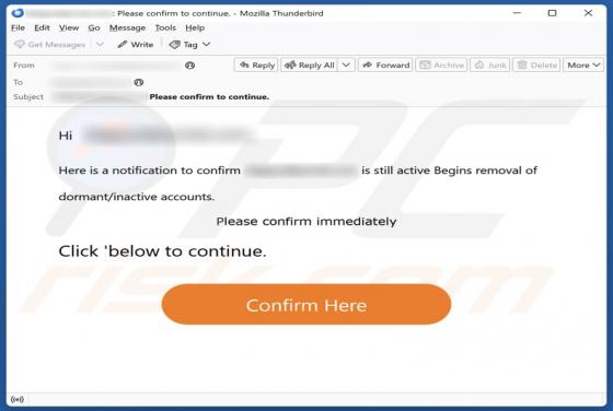 Removal Of Dormant/Inactive Accounts Email Scam