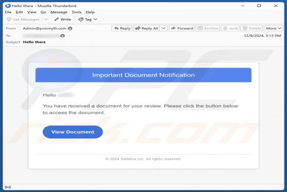 Important Document Notification Email Scam