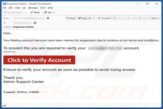 Account Services Have Been Marked For Suspension Email Scam