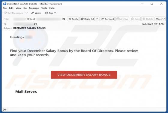 Salary Bonus Email Scam