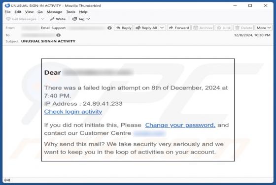 Failed Login Attempt Email Scam