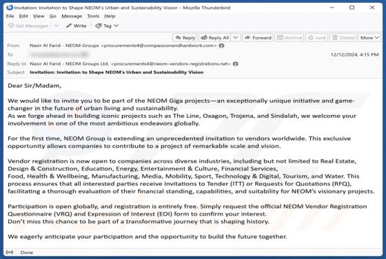 NEOM Giga Projects Email Scam