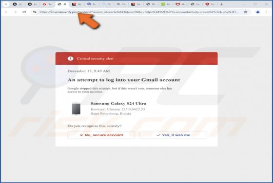 Attempt To Log Into Your Gmail Account Scam
