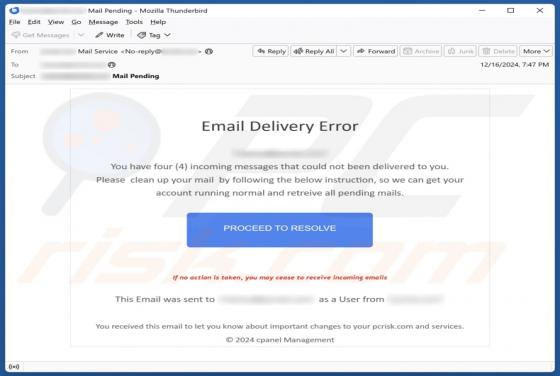 Email Delivery Error Scam