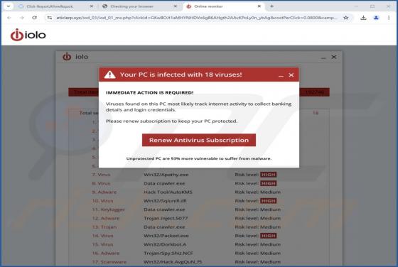 iolo - Your PC Is Infected With 18 Viruses! POP-UP Scam