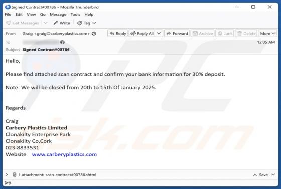 Scan Contract Email Scam