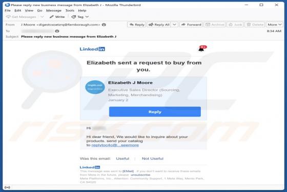 LinkedIn Request To Buy From You Email Scam
