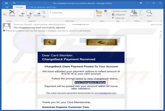 American Express - ChargeBack Payment Email Scam