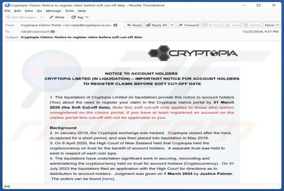Cryptopia Email Scam
