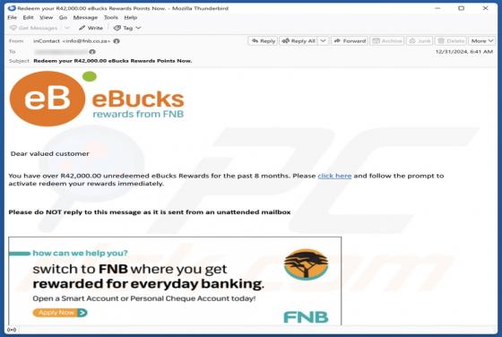 eBucks Rewards Email Scam