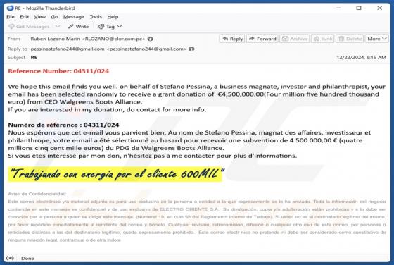 Donation From CEO Walgreens Boots Alliance Email Scam
