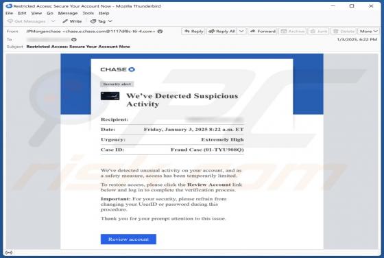 Chase - Suspicious Activity Email Scam