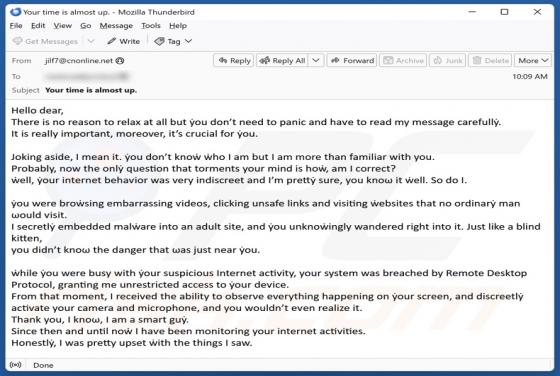 Your System Was Breached By Remote Desktop Protocol Email Scam