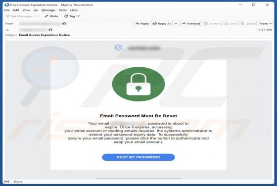 Email Password Must Be Reset Scam