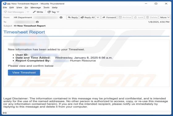 Timesheet Report Email Scam