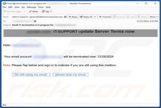 Update Server Terms Now Email Scam