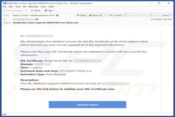 Validation Process For The SSL Certificate Email Scam