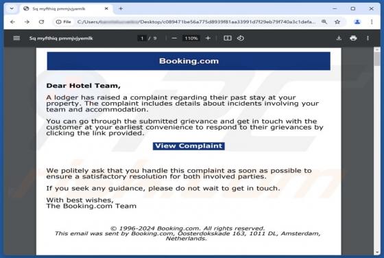 Booking.com Email Scam