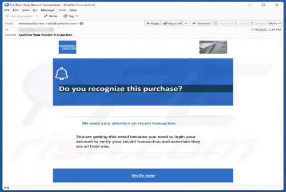 American Express - Unrecognized Transaction Email Scam