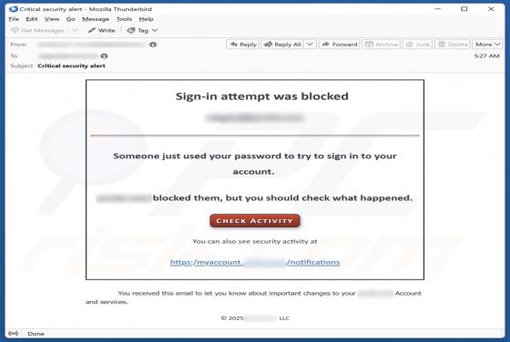 Sign-in Attempt Was Blocked Email Scam
