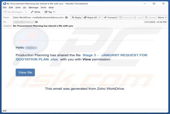 Request For Quotation Plan Email Scam