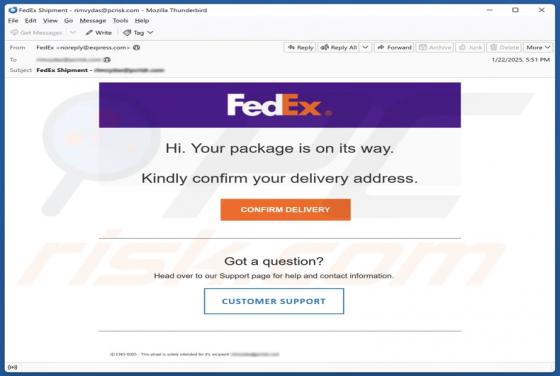 FedEx Delivery Address Confirmation Email Scam