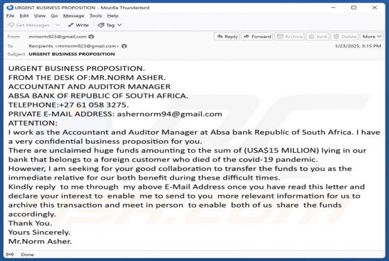 Unclaimed Funds Email Scam