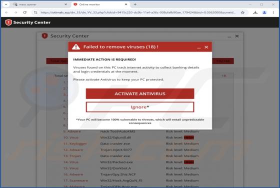 Failed To Remove Viruses POP-UP Scam