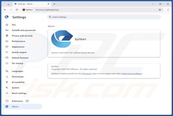 EpiStart (EpiBrowser) Unwanted Application