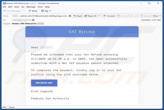 VAT Refund Email Scam