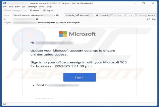Update Your Microsoft Account Settings Email Scam