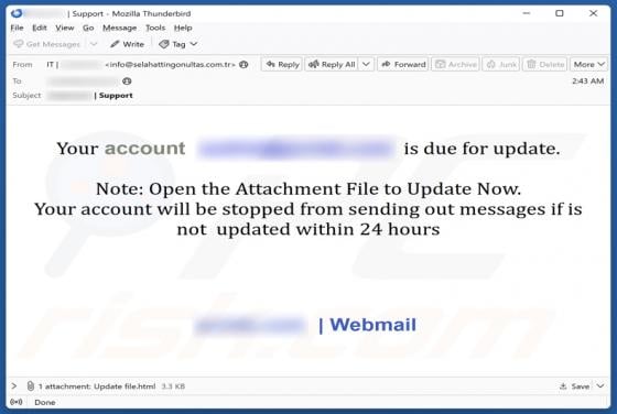 Account Is Due For Update Email Scam