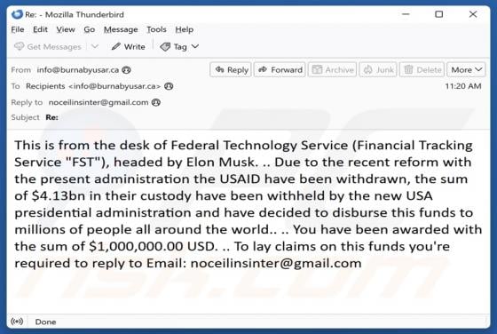 Funds Disbursed By Presidential Administration Email Scam