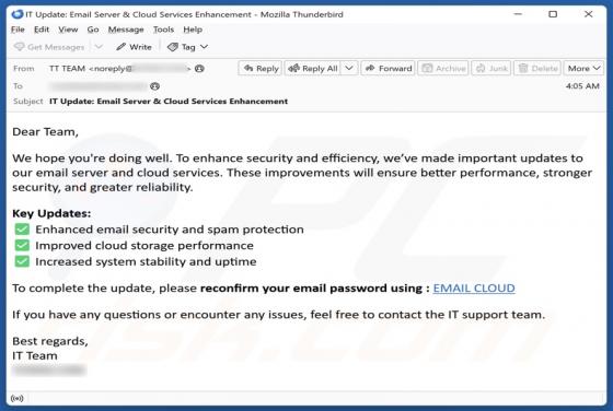 Updates To Email Server And Cloud Services Scam