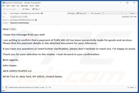 Payment For Goods And Services Email Scam