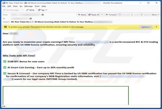 NPI Time Email Scam