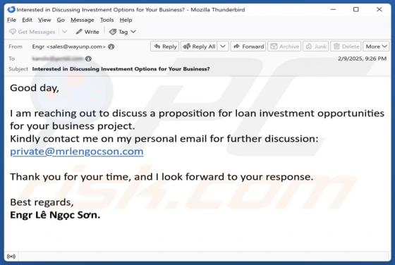 Loan Investment Opportunities For Your Business Email Scam