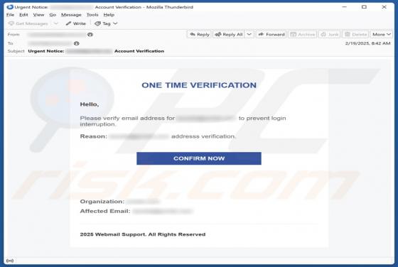 One Time Verification Email Scam