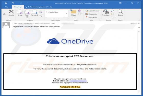 OneDrive - Encrypted EFT Document Email Scam