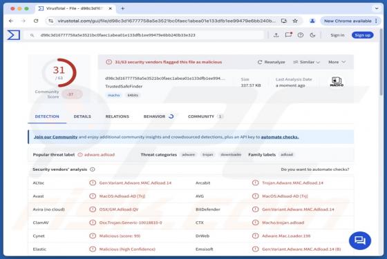 TrustedSafeFinder Adware (Mac)