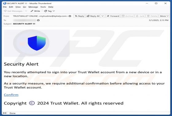 Trust Wallet Sign-In Attempt Email Scam
