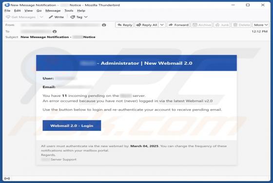 New Webmail 2.0 Email Scam